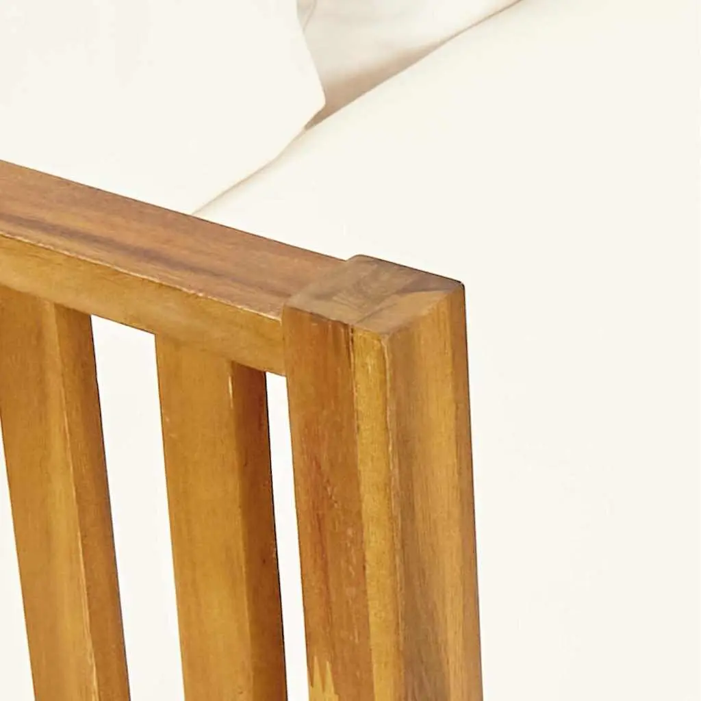 Garden Bench Cream Cushions 179cm Outdoor Indoor Solid Acacia Wood Convertible Daybed