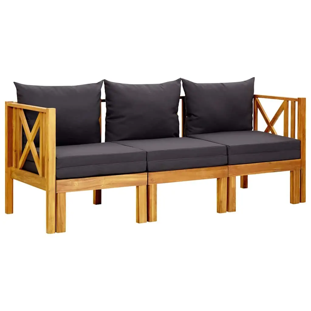 Garden Bench 3-Seater Outdoor Daybed Solid Wood Grey 179cm