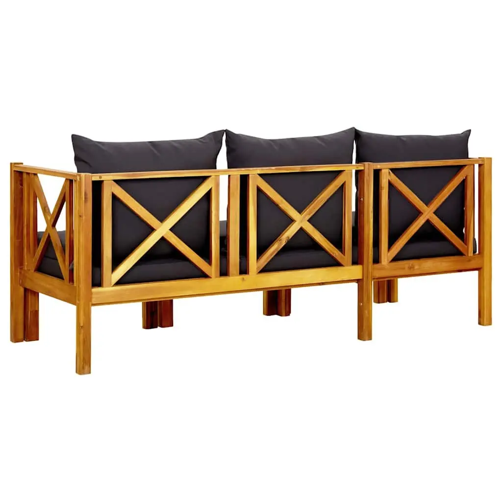 Garden Bench 3-Seater Outdoor Daybed Solid Wood Grey 179cm
