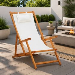 Reliable Comfort with Our Cream Fabric Folding Beach Chair