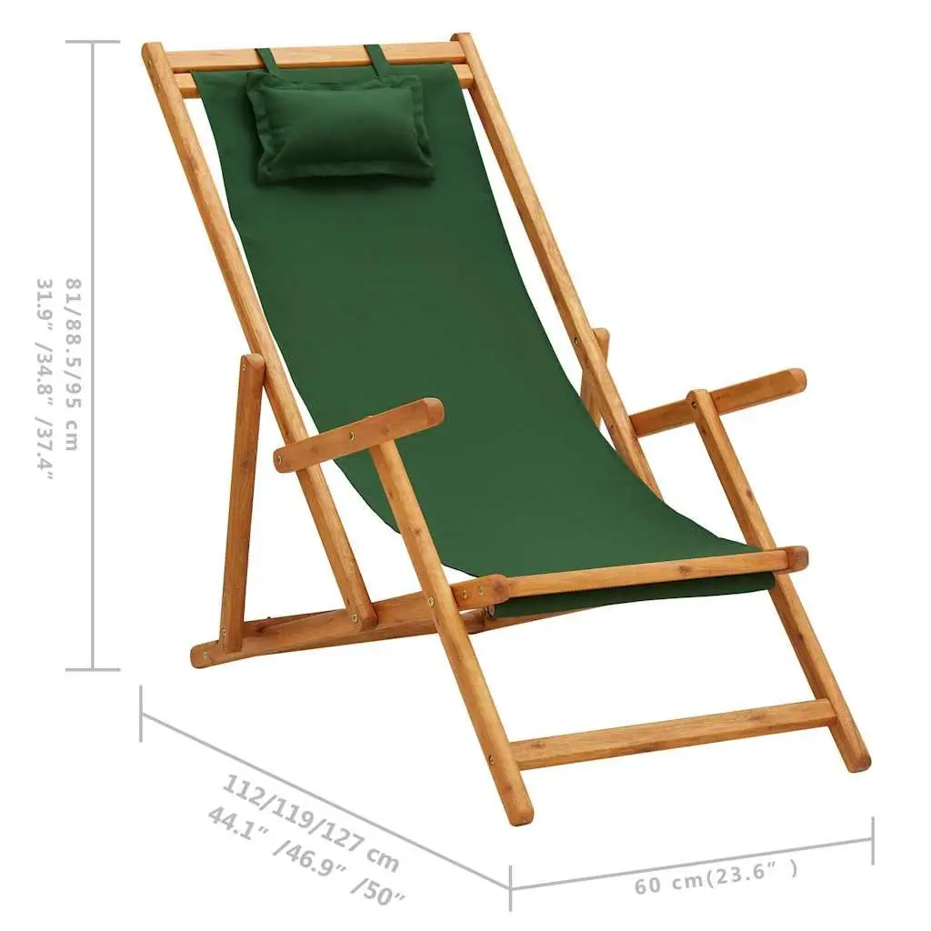 Folding Beach Chair Outdoor Lounge Reclining Seat Green