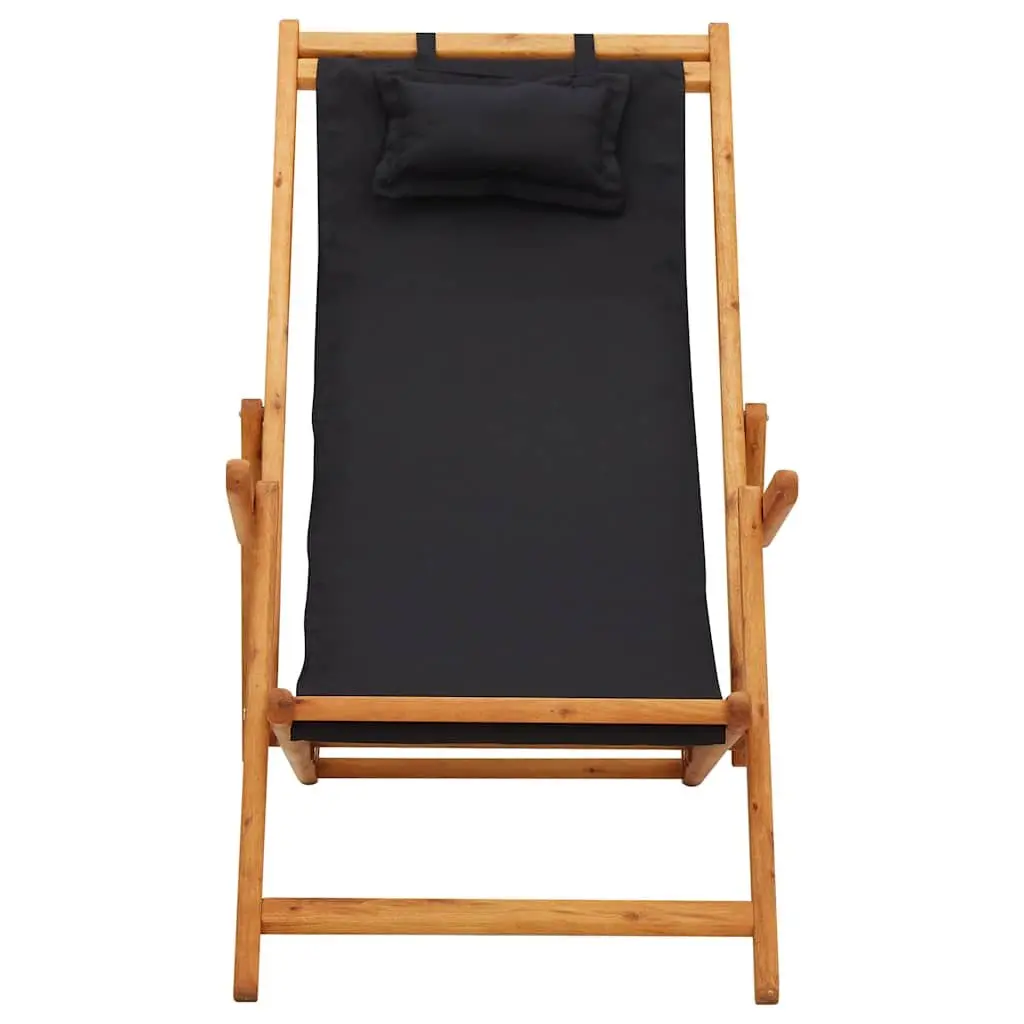 Folding Beach Chair Outdoor Reclining Lounge Seat Black