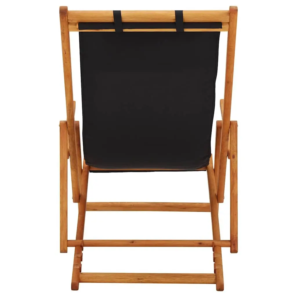 Folding Beach Chair Outdoor Reclining Lounge Seat Black
