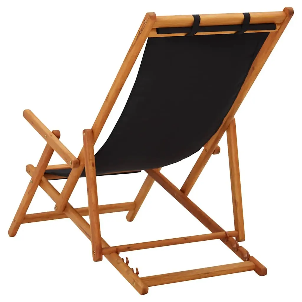 Folding Beach Chair Outdoor Reclining Lounge Seat Black