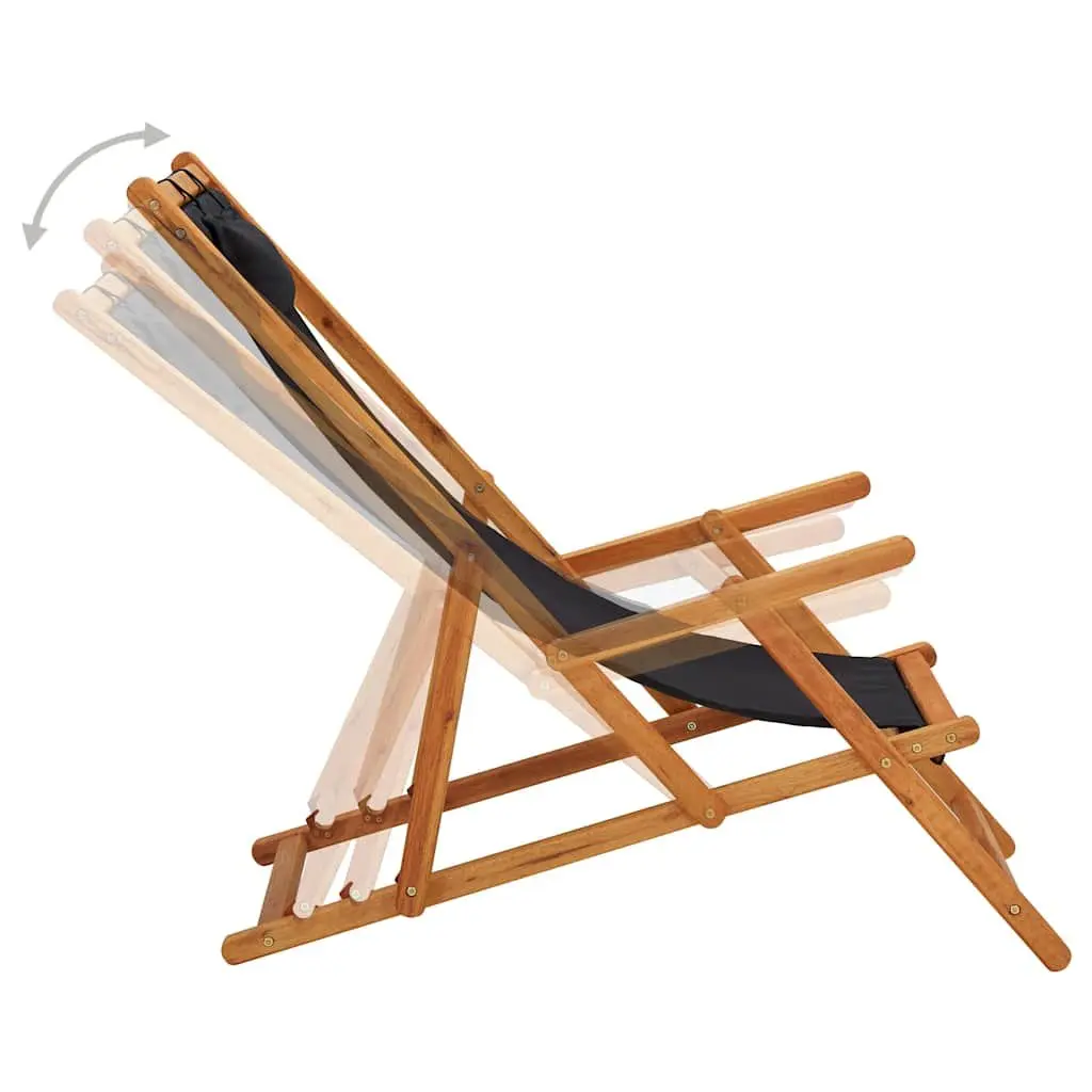 Folding Beach Chair Outdoor Reclining Lounge Seat Black