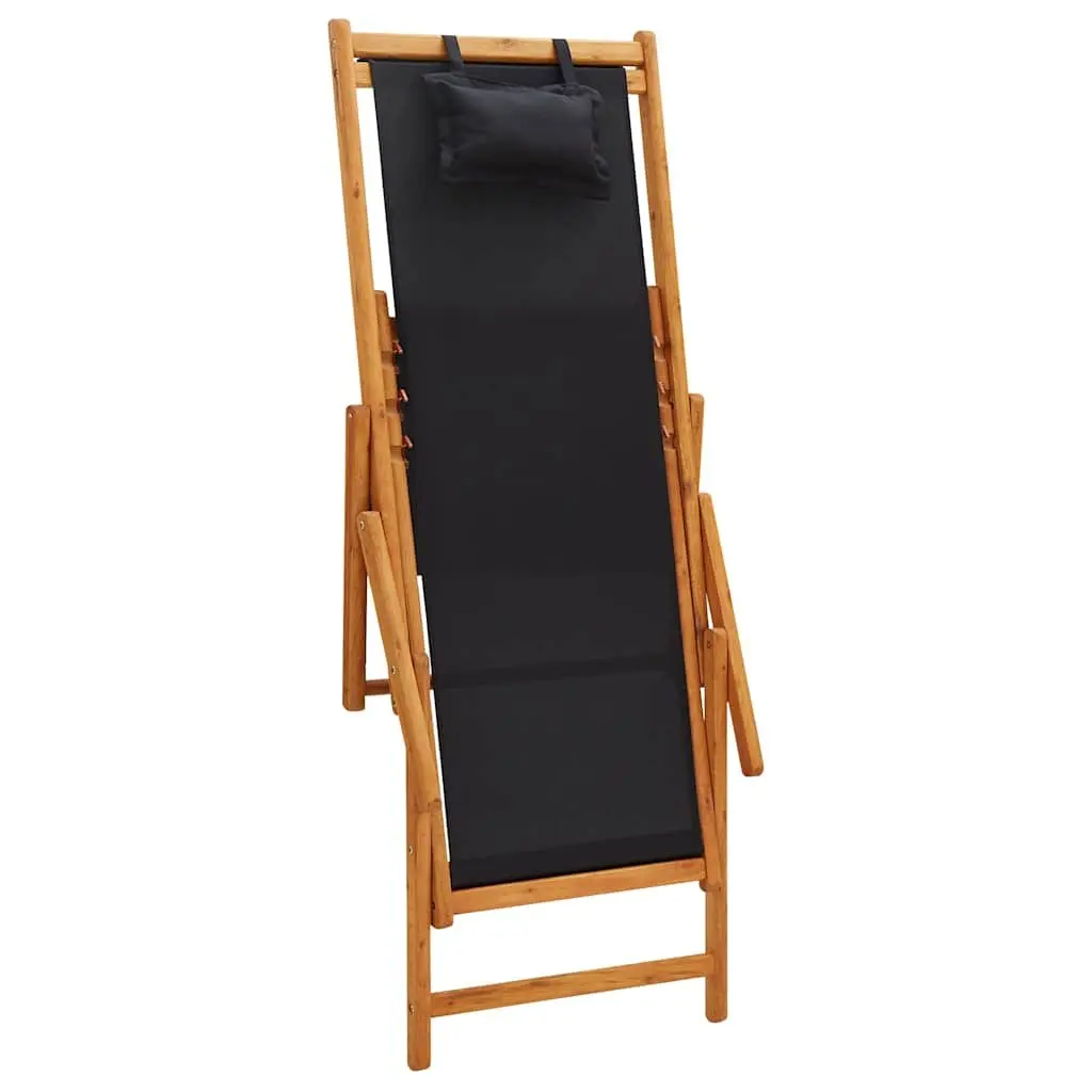 Folding Beach Chair Outdoor Reclining Lounge Seat Black