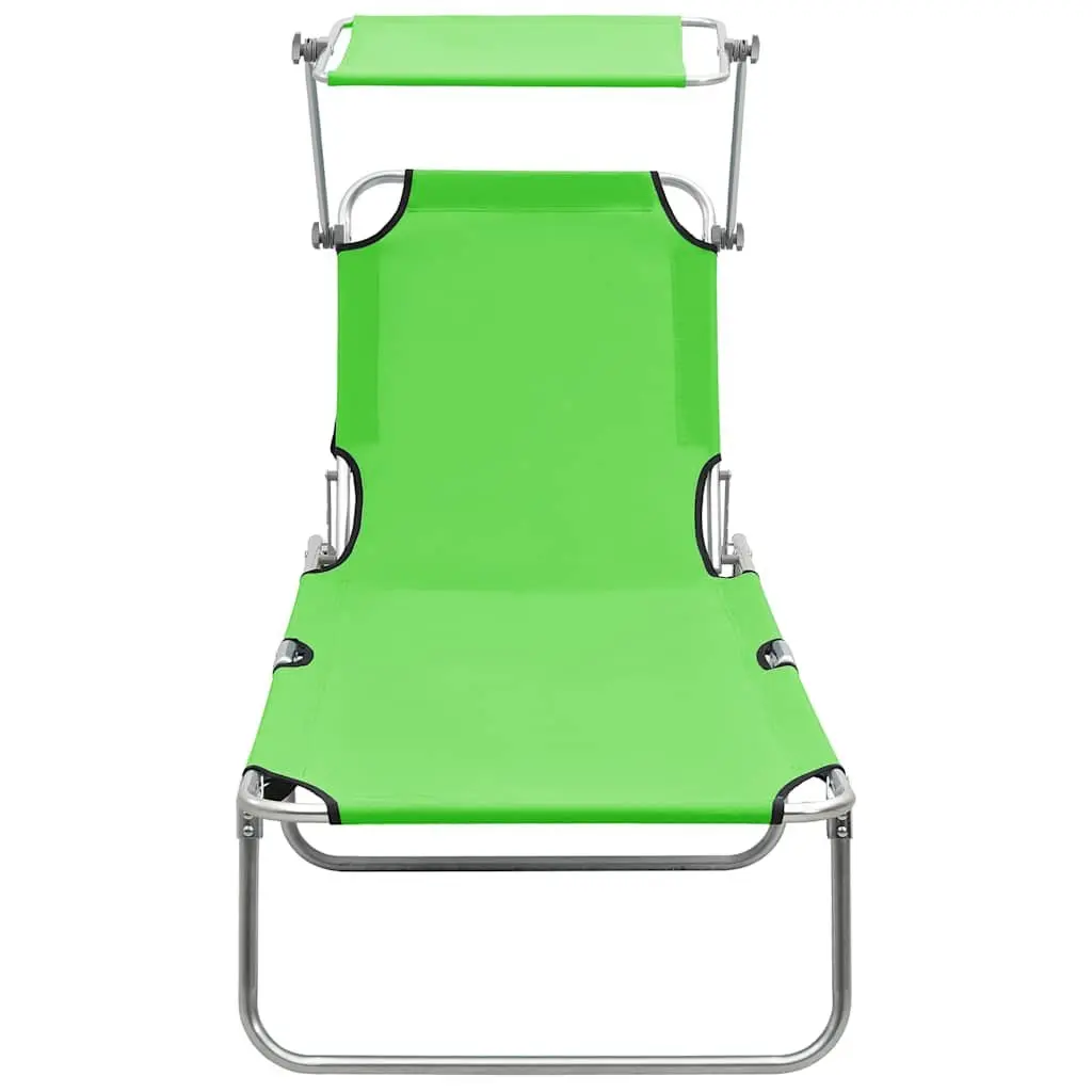 Sun Lounger Adjustable Backrest Folding Steel Outdoor Daybed Green
