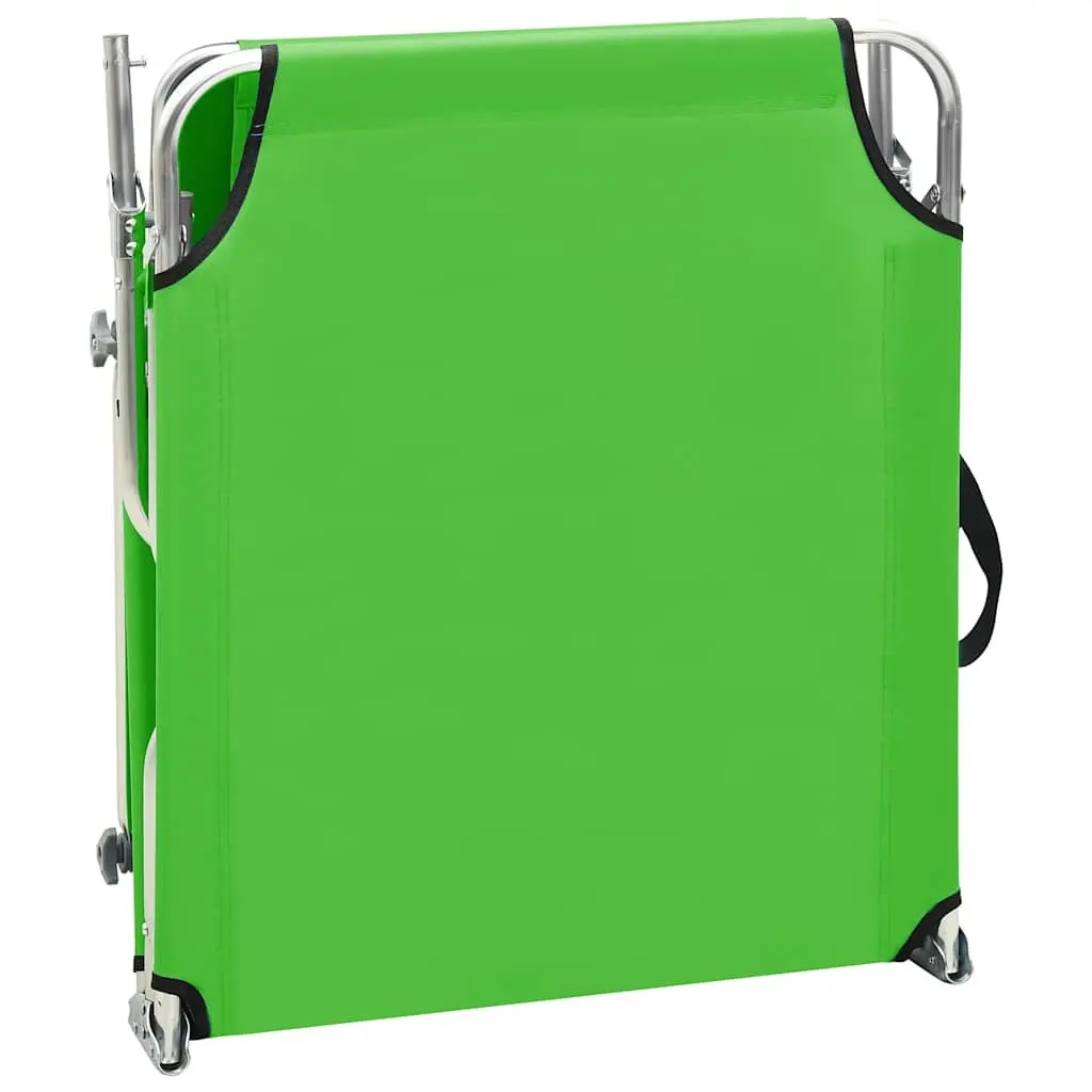 Sun Lounger Adjustable Backrest Folding Steel Outdoor Daybed Green