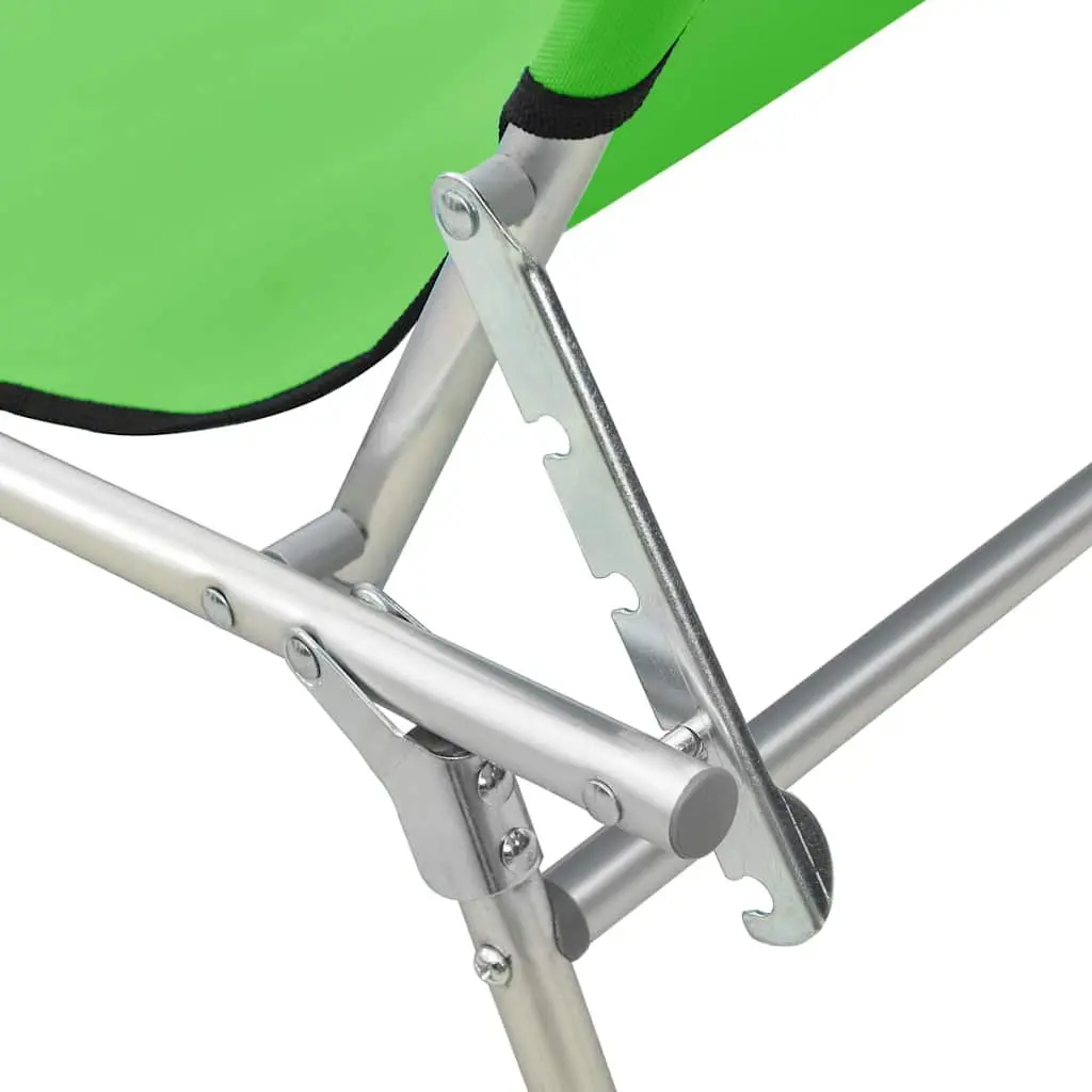 Sun Lounger Adjustable Backrest Folding Steel Outdoor Daybed Green