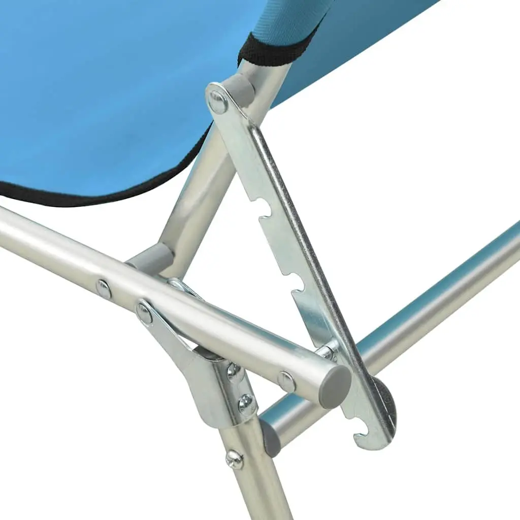 Folding Sun Lounger Adjustable Canopy Steel Frame Outdoor Sunbed Turquoise