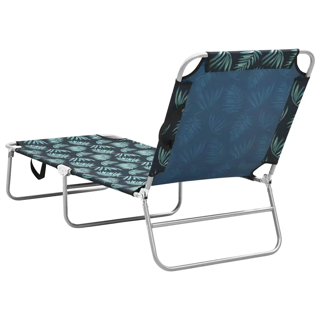 Folding Sun Lounger Grey Fabric Adjustable Backrest Garden Beach Daybed Chair