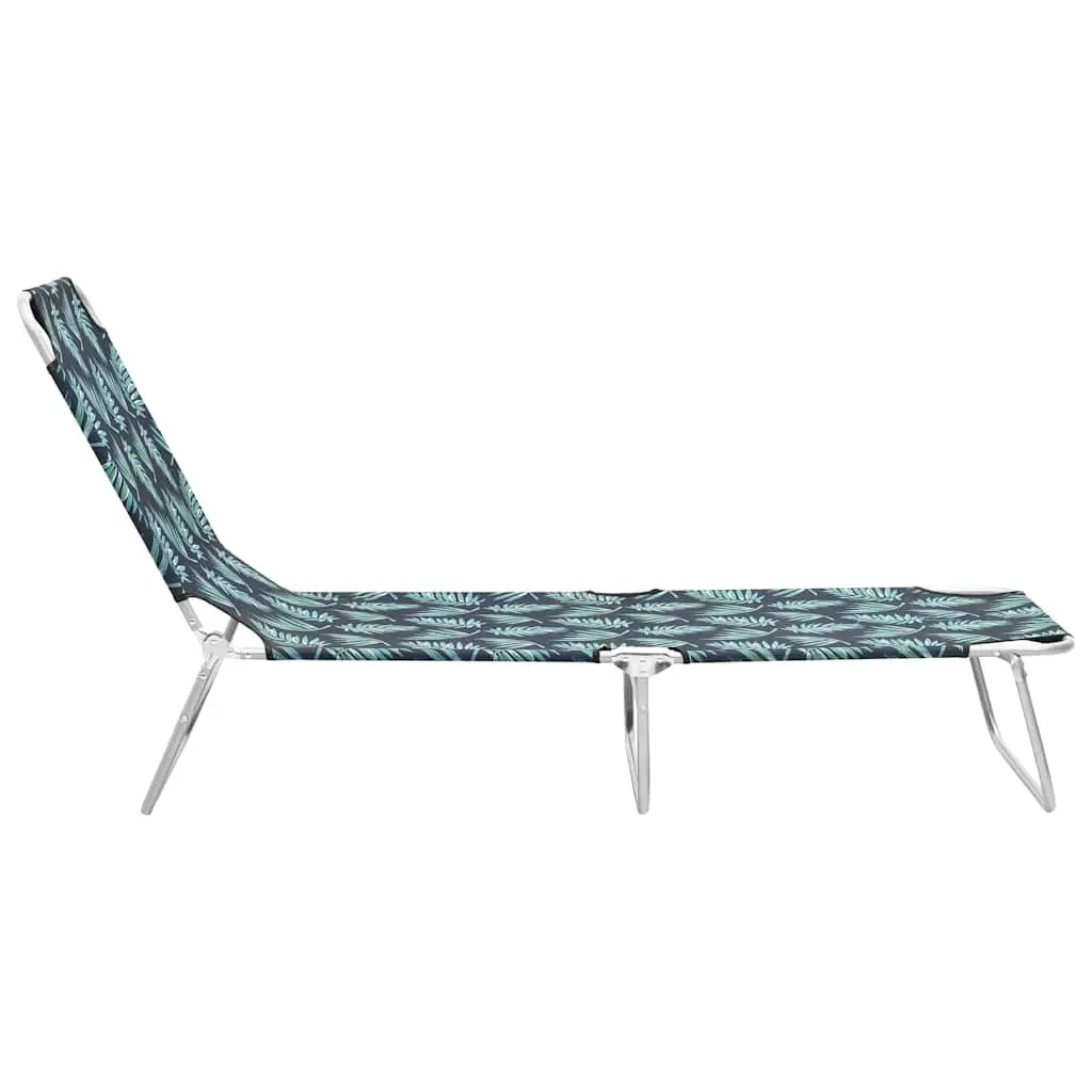 Folding Sun Lounger Grey Fabric Adjustable Backrest Garden Beach Daybed Chair