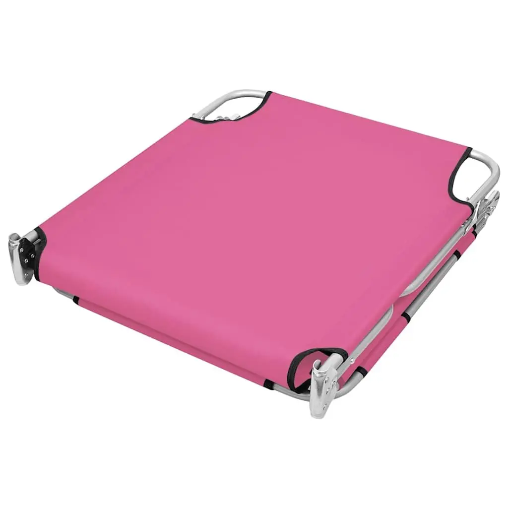Sun Lounger Adjustable Backrest Head Cushion Folding Daybed Outdoor Garden Beach Pink