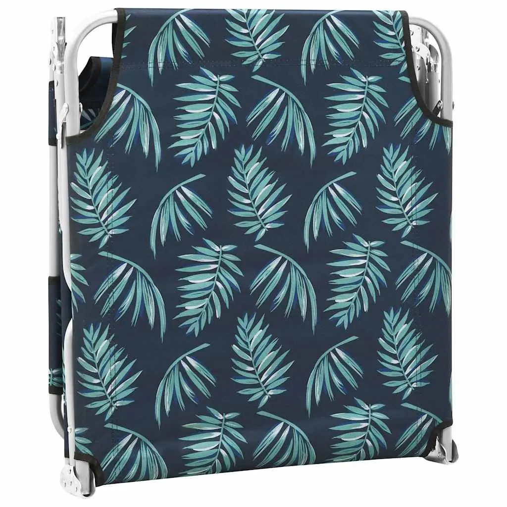 Folding Sun Lounger Adjustable Backrest Head Cushion Garden Beach Green with Leaves Print