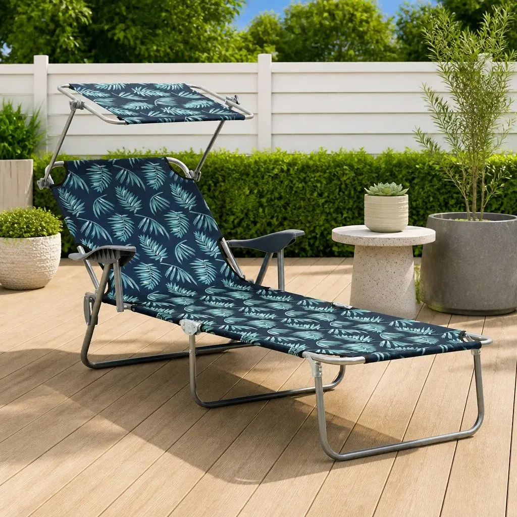 Sun Lounger with Canopy for Outdoor Use