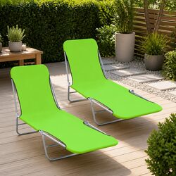 Sun Loungers Foldable 2 pcs Adjustable Backrest Garden Beach Relaxation Seating