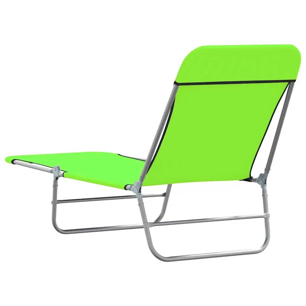Sun Loungers Adjustable Backrest Foldable 2 pcs Green