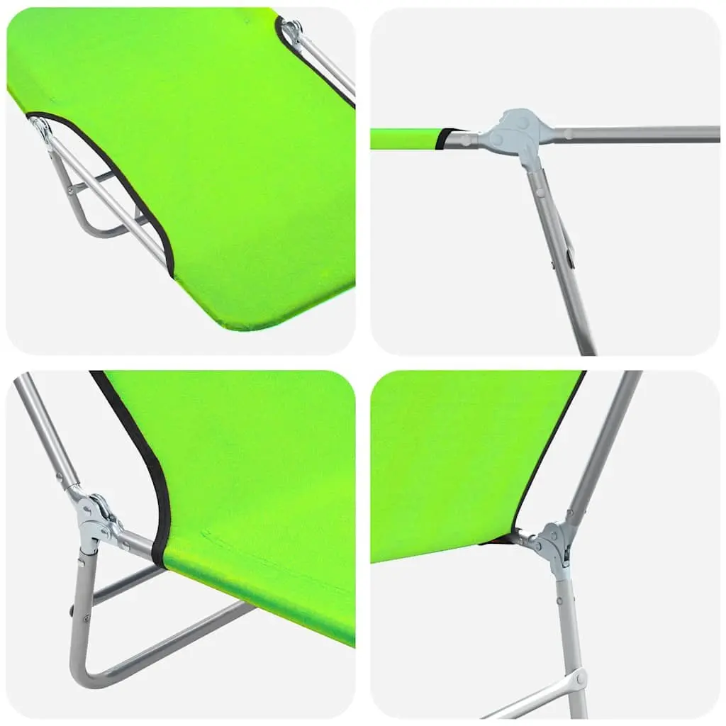 Sun Loungers Adjustable Backrest Foldable 2 pcs Green