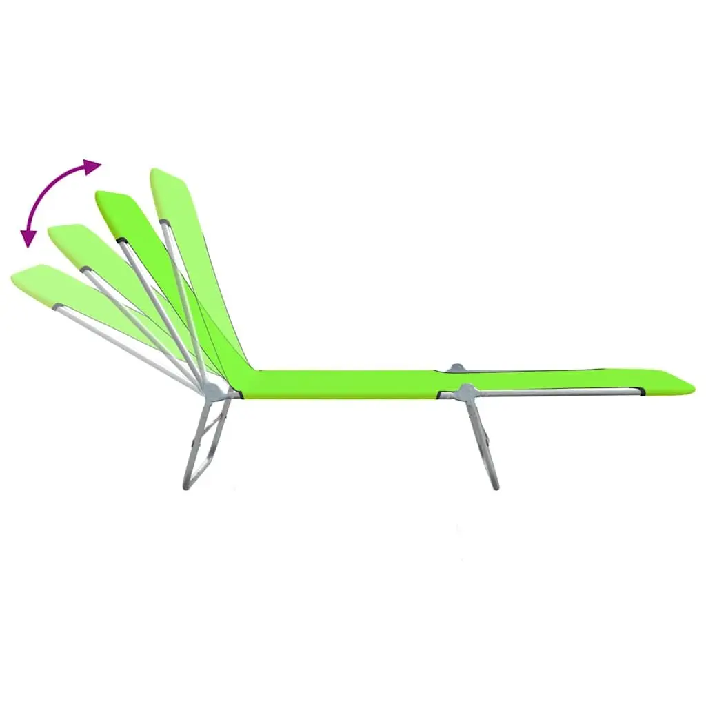 Sun Loungers Adjustable Backrest Foldable 2 pcs Green