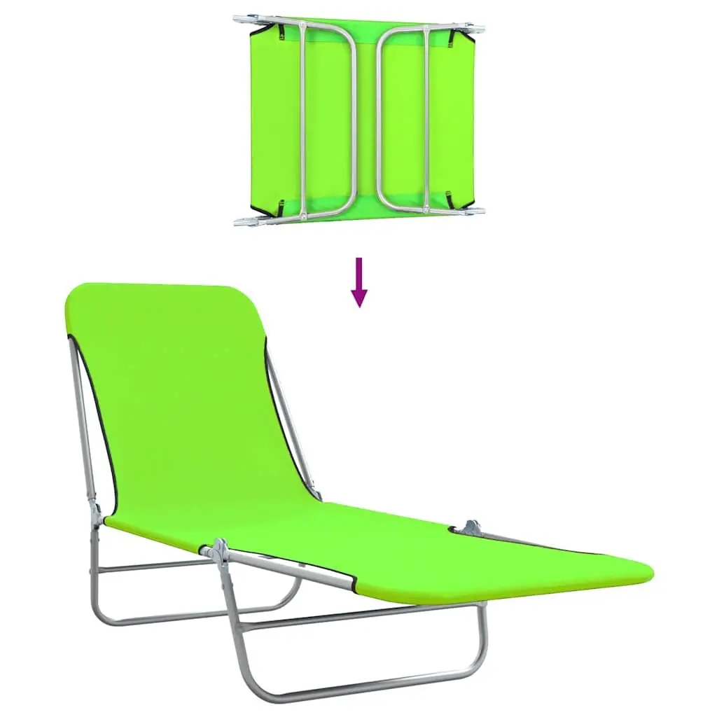 Sun Loungers Adjustable Backrest Foldable 2 pcs Green