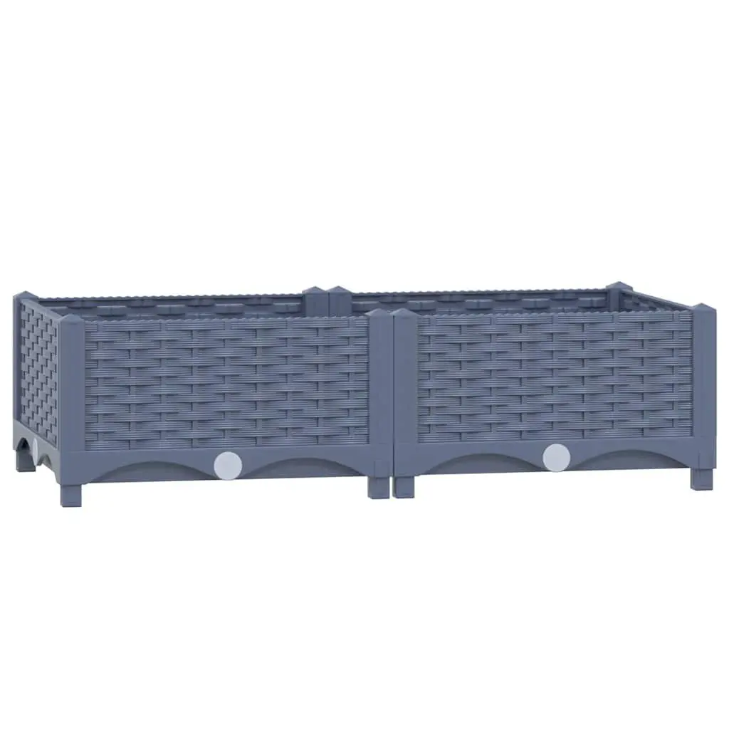 Raised Garden Bed Planter Deep Plant Container 80x40x23cm Grey Polypropylene