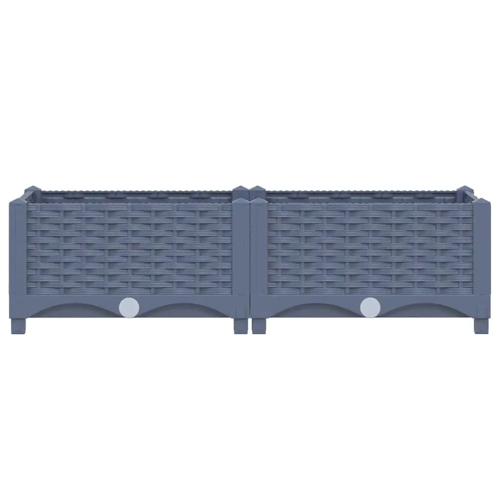 Raised Garden Bed Planter Deep Plant Container 80x40x23cm Grey Polypropylene