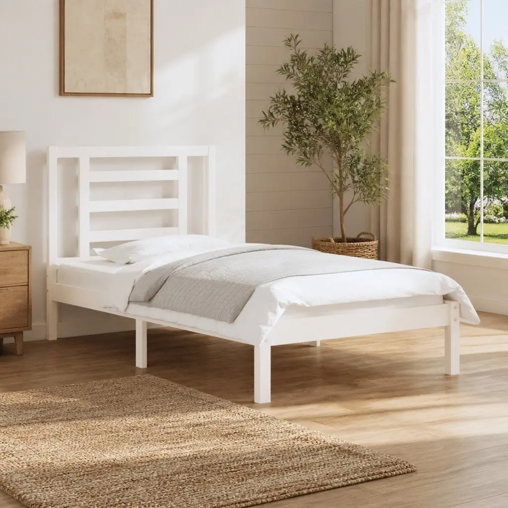 Solid Pine Wood Bed Frame 90x190 cm in White
