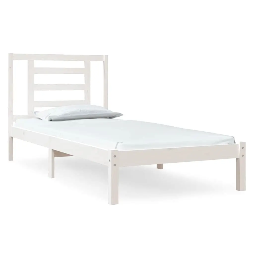 Solid Pine Wood Bed Frame 90x190 cm in White