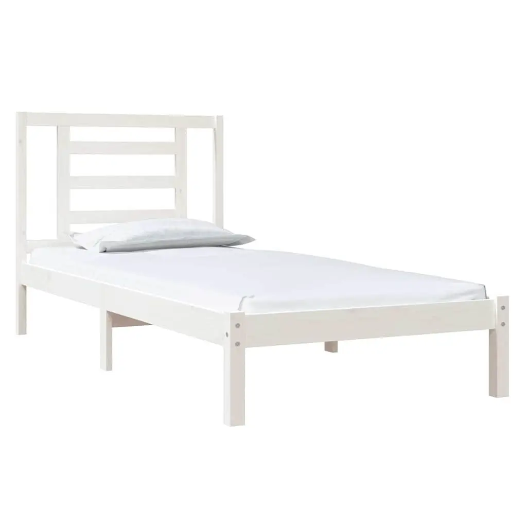 Solid Pine Wood Bed Frame 90x190 cm in White