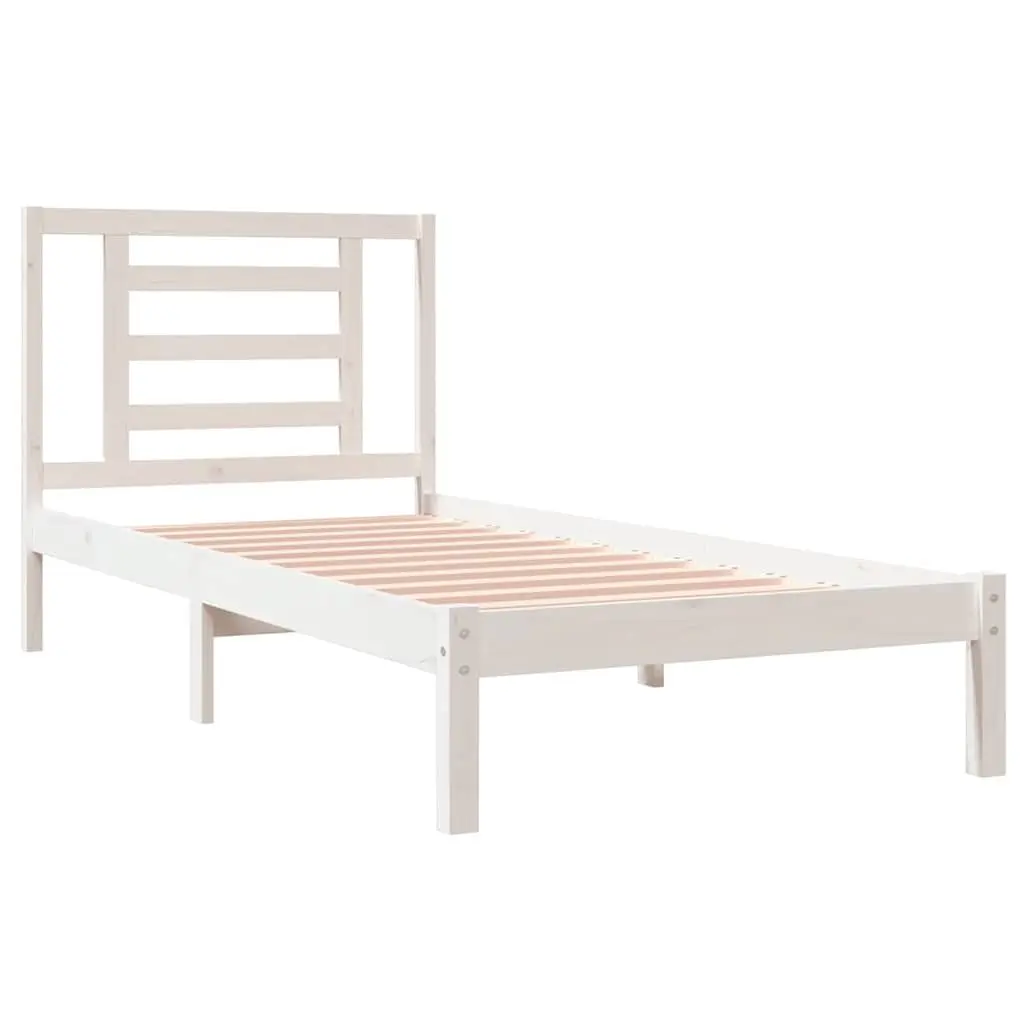 Solid Pine Wood Bed Frame 90x190 cm in White