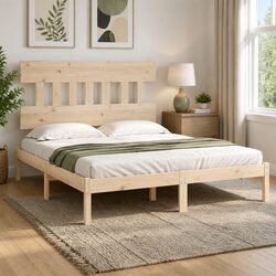 Reliable King Bed Frame 183x203cm in Brown Pine Wood