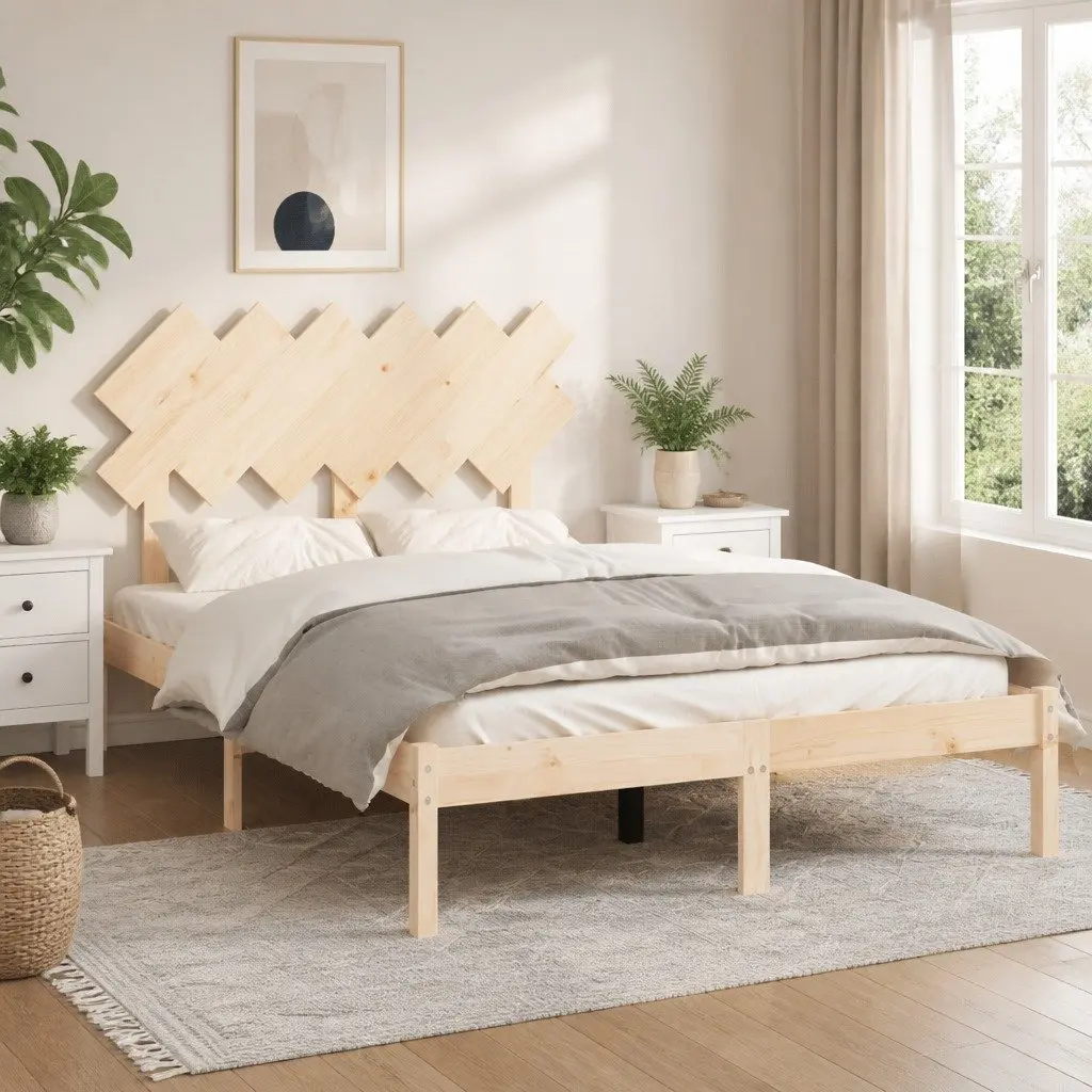 Solid Wood Bed Frame Brown 135x190 cm Wooden Bedroom Furniture