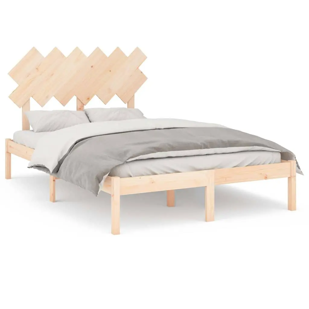Solid Wood Bed Frame Brown 135x190 cm Wooden Bedroom Furniture