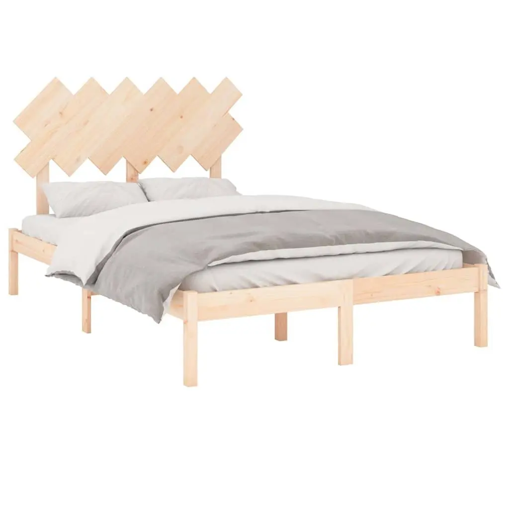 Solid Wood Bed Frame Brown 135x190 cm Wooden Bedroom Furniture