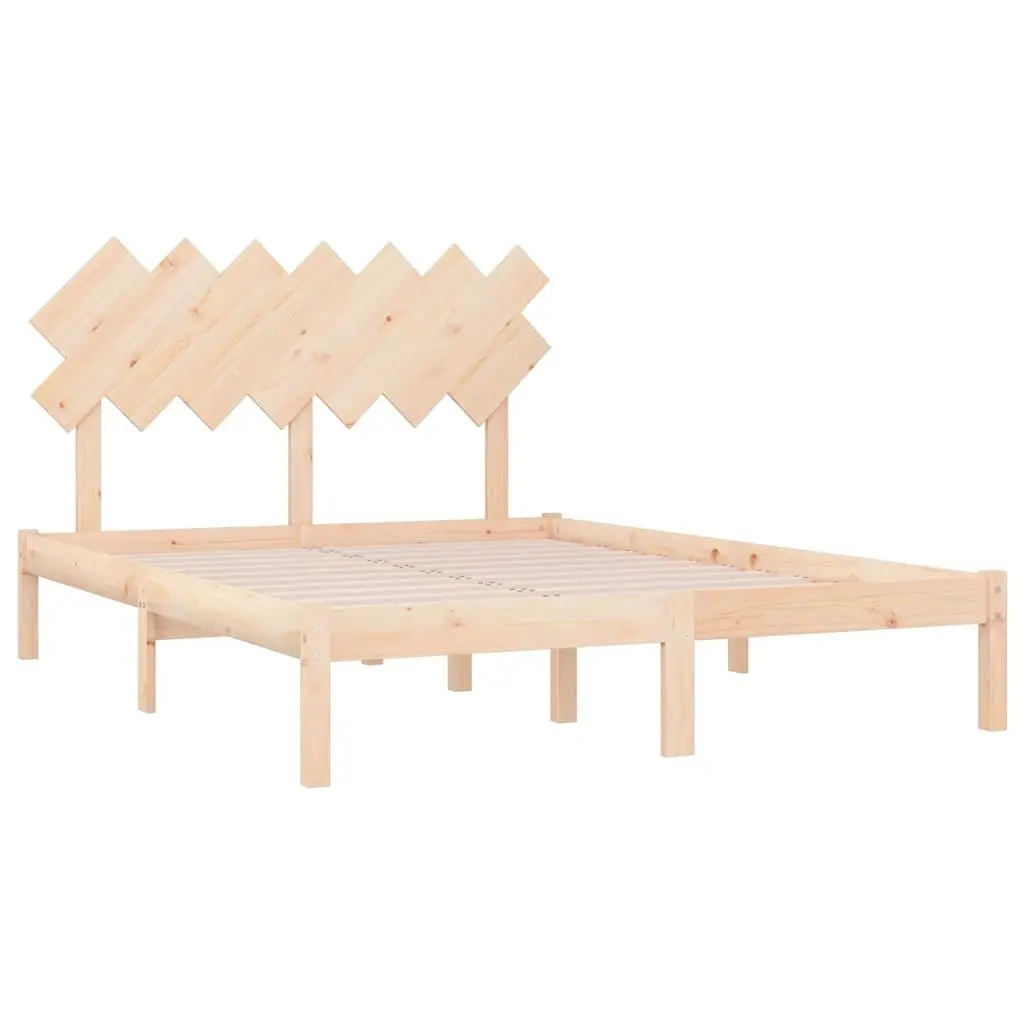 Solid Wood Bed Frame Brown 135x190 cm Wooden Bedroom Furniture