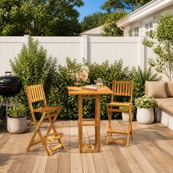 Durable Outdoor Bar Set with Foldable Stools