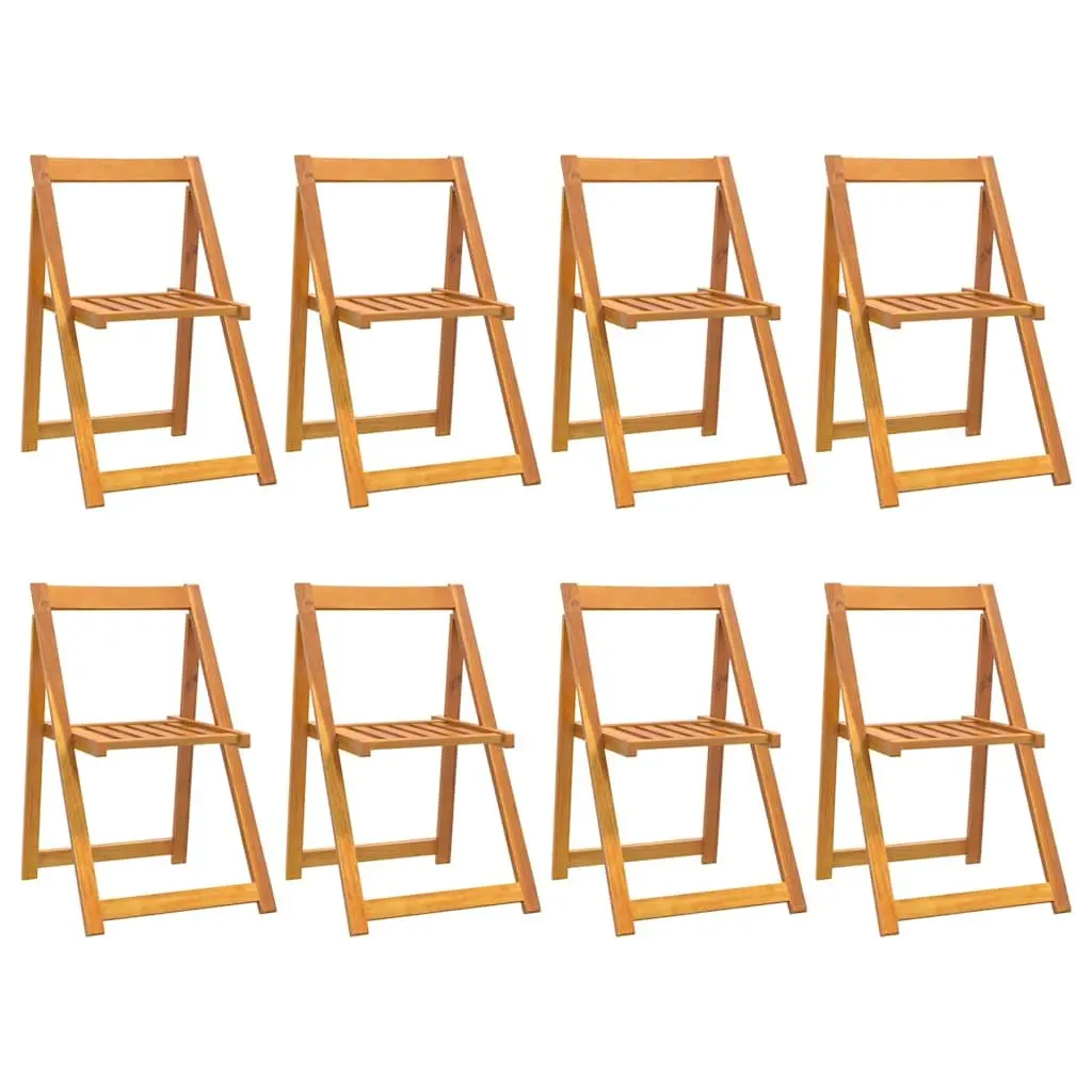 Folding Garden Chairs Set 8 Piece Outdoor Use Solid Wood Acacia Brown