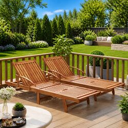 Durable Acacia Wood Outdoor Sun Lounger Set