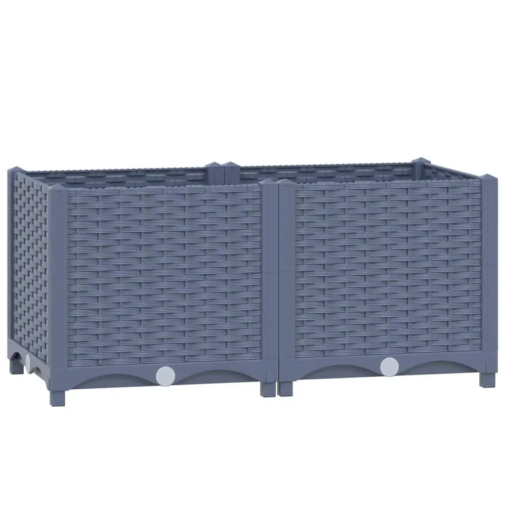 Raised Garden Bed Planter for Growing Plants 80x40x38cm Grey Polypropylene Outdoor
