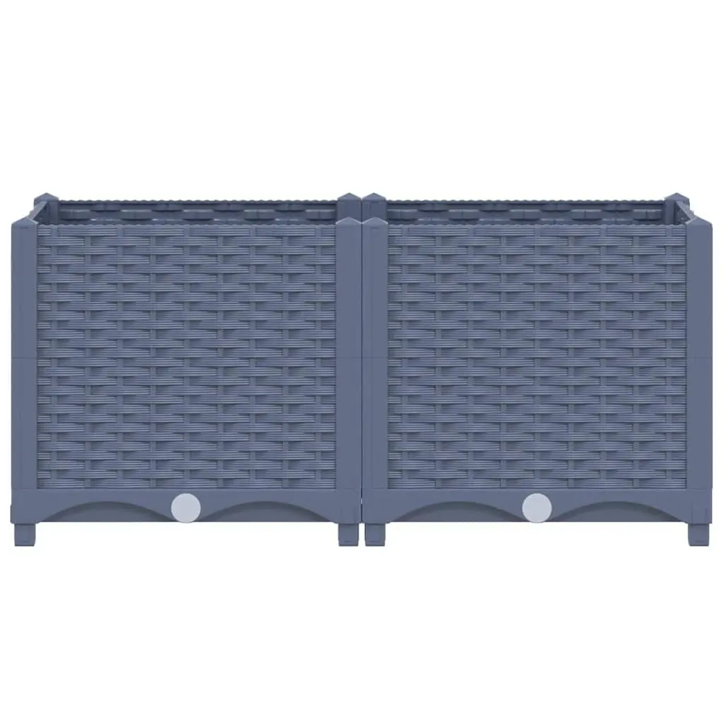 Raised Garden Bed Planter for Growing Plants 80x40x38cm Grey Polypropylene Outdoor