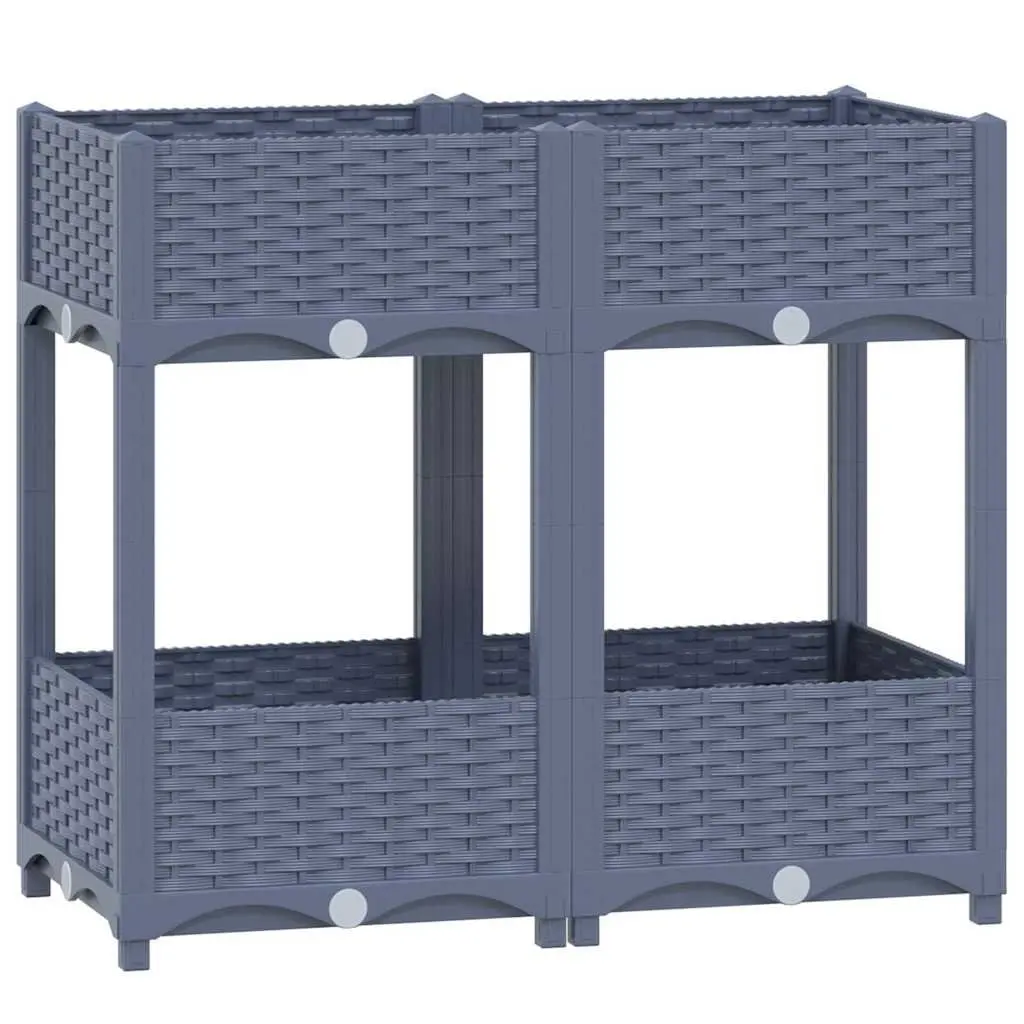 Raised Garden Bed Planter Outdoor Grey 2 Shelves 80L x 40W x 71H cm