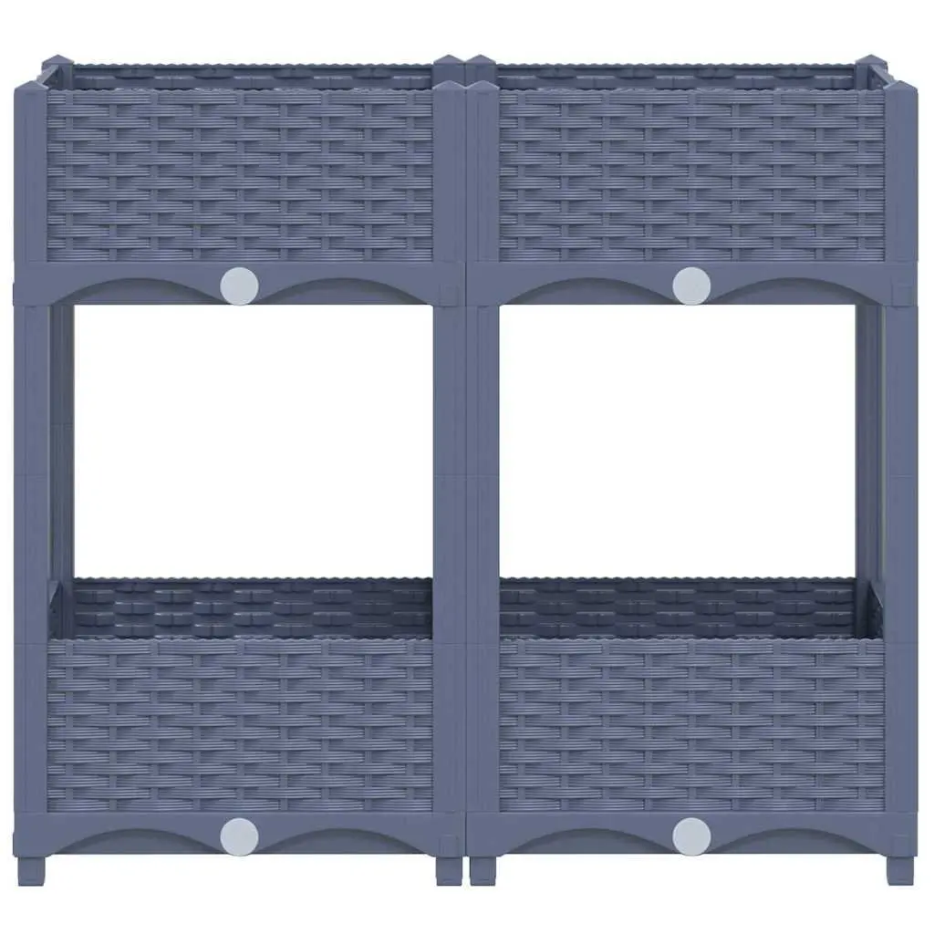 Raised Garden Bed Planter Outdoor Grey 2 Shelves 80L x 40W x 71H cm