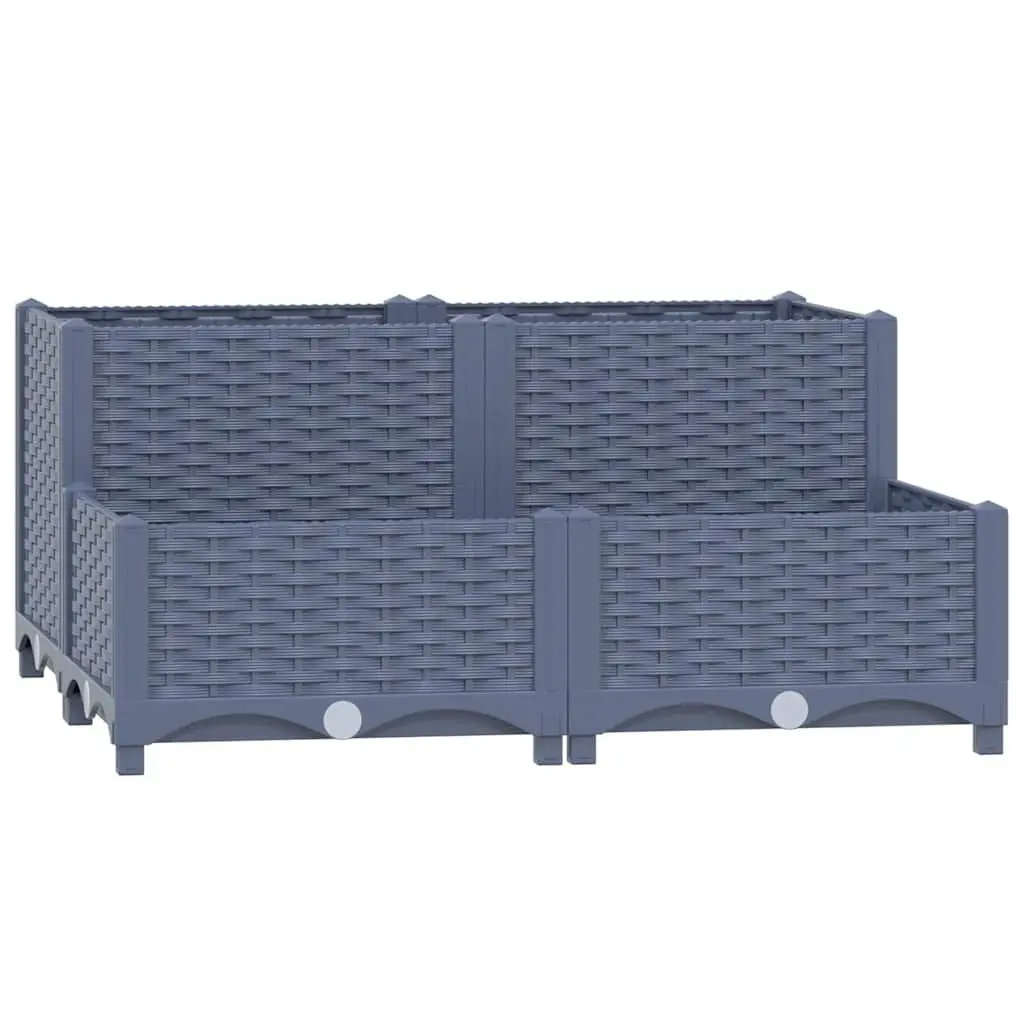 Raised Garden Bed Planter Outdoor 80x80x38cm Grey Polypropylene