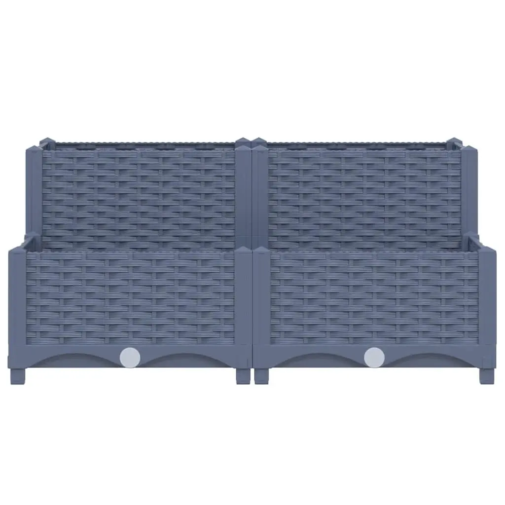 Raised Garden Bed Planter Outdoor 80x80x38cm Grey Polypropylene