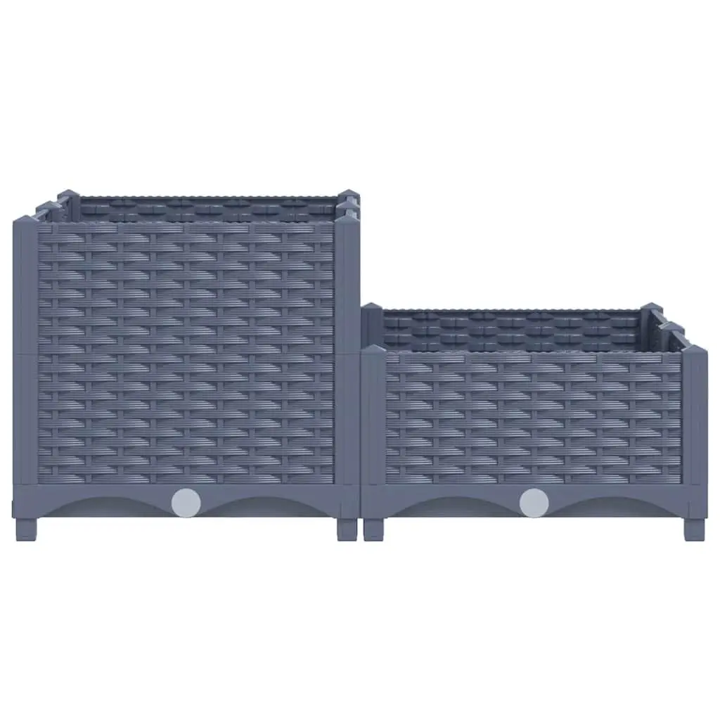 Raised Garden Bed Planter Outdoor 80x80x38cm Grey Polypropylene