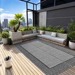 Outdoor Carpet Grey 190x290 cm Patio Balcony Terrace Rug Decorative Living Space