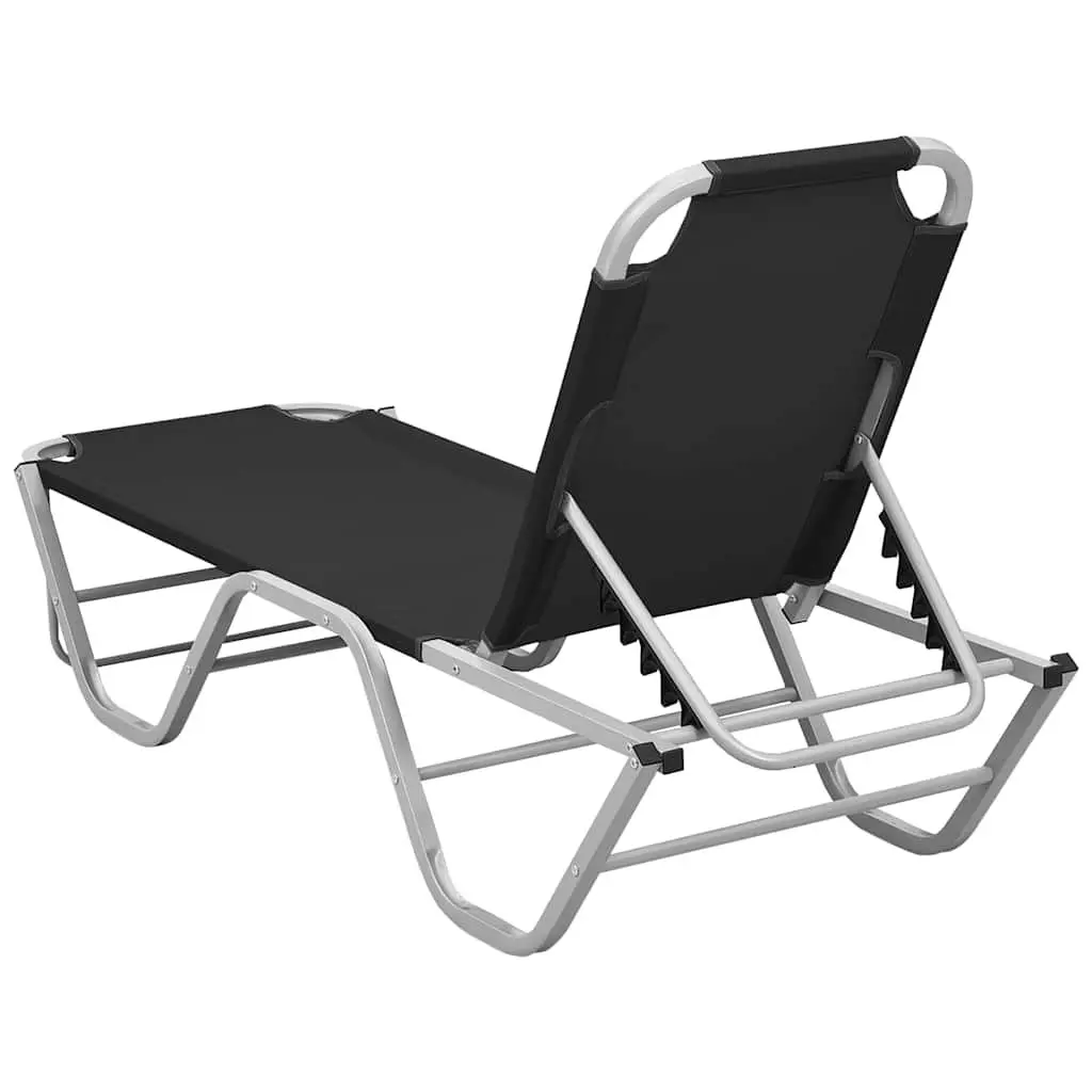 Sun Lounger Adjustable Reclining Chair Outdoor Garden Patio Black
