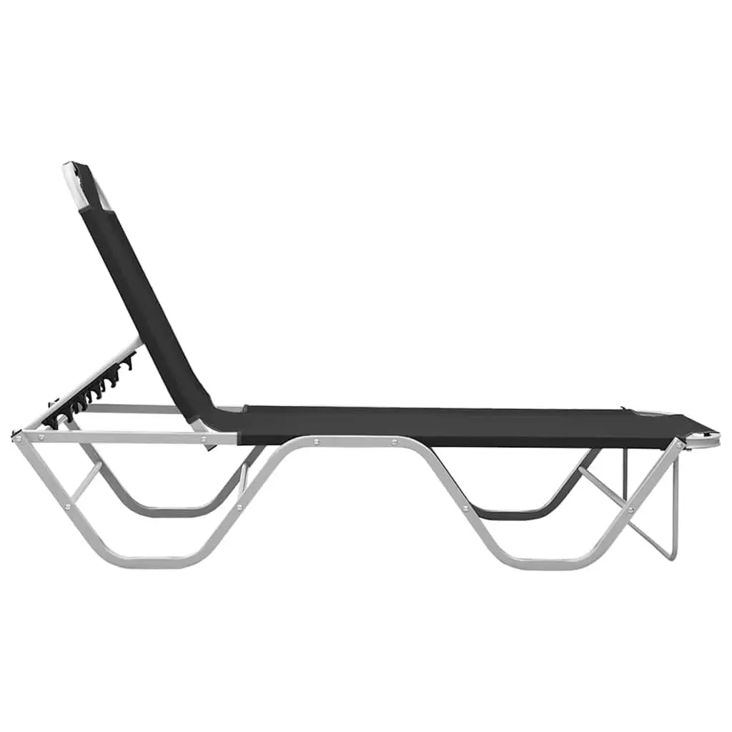 Sun Lounger Adjustable Reclining Chair Outdoor Garden Patio Black