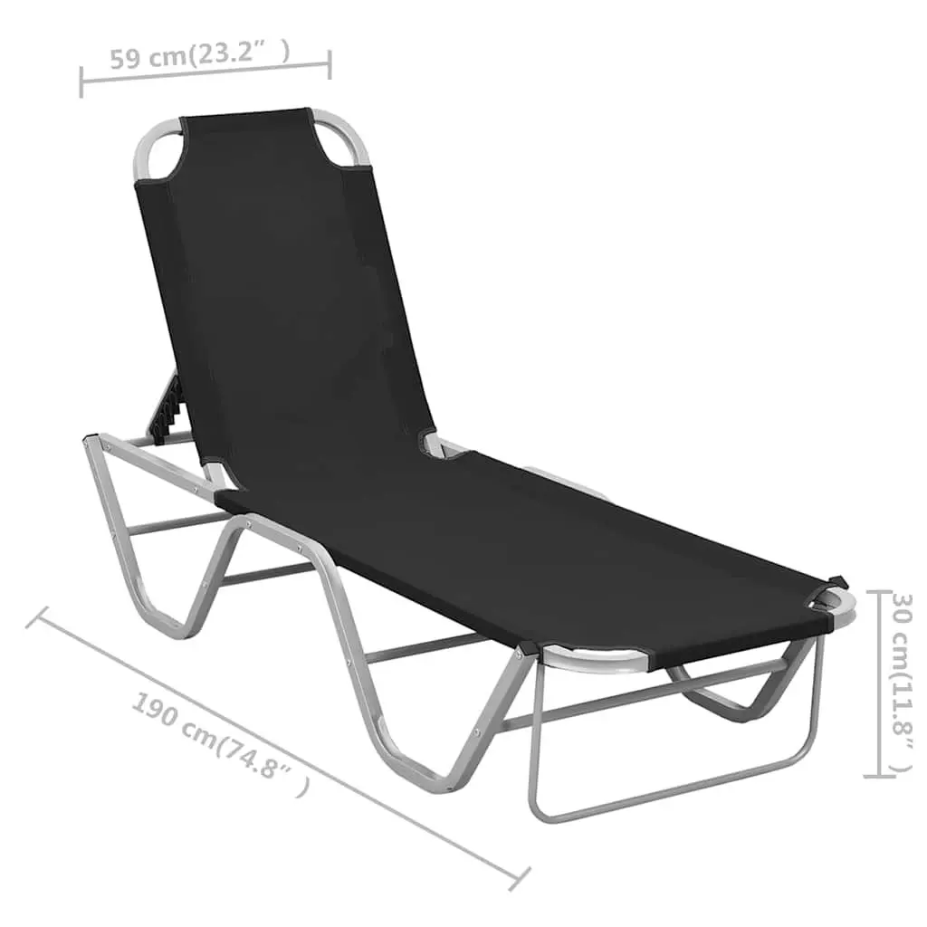 Sun Lounger Adjustable Reclining Chair Outdoor Garden Patio Black
