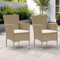 Beige Dining Chairs for Outdoor Use with Cushions
